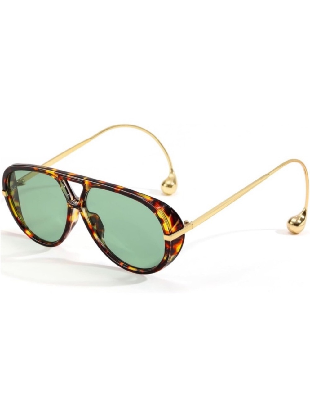 Tortoiseshell Aviator Sunglasses with Green Lenses - Classic